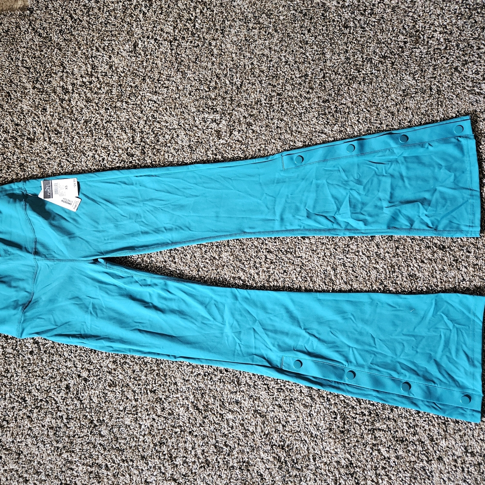 Teal Button-Down Flare Pants